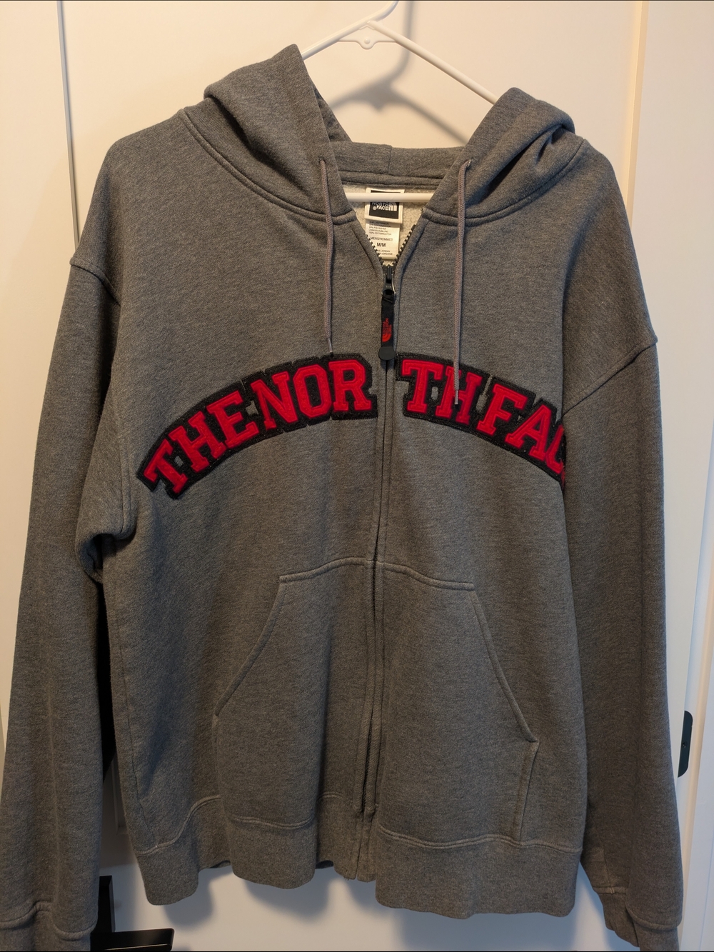 The North Face Gray Full-Zip Hoodie with Black Logo Tag